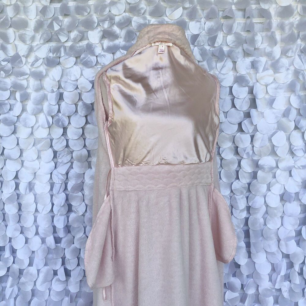 Oscar De La Renta LONG Pink Plush Textured Bath Robe Small - Picture 8 of 9